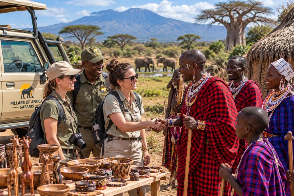 Pillars of Africa Safaris guests enjoying an Arusha cultural experience during a Tarangire safari in Tanzania