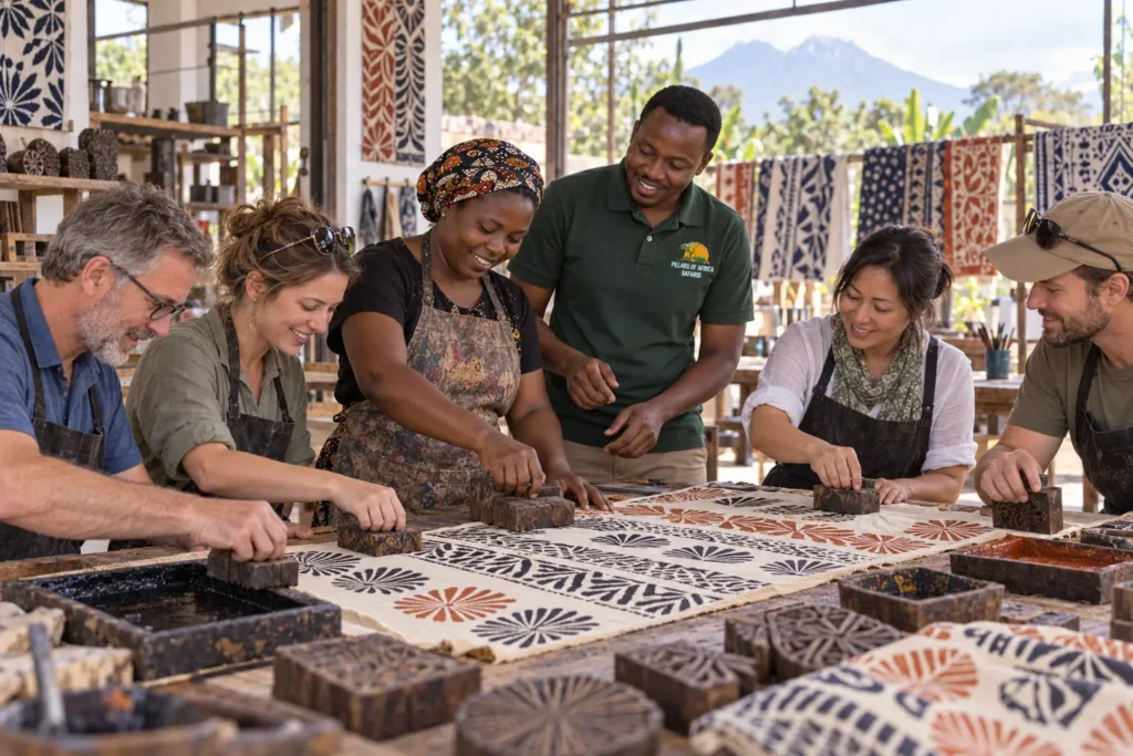 Guided textile printing workshop in Arusha Tanzania