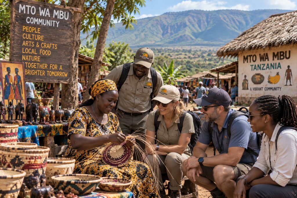 Pillars of Africa Safaris guests experiencing local crafts and community life in Mto wa Mbu, Tanzania